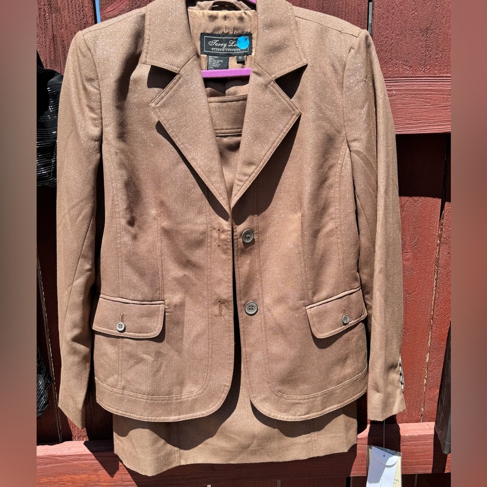 Terry Lewis Classic Luxuries Brown Sparkle Skirt Suit Set